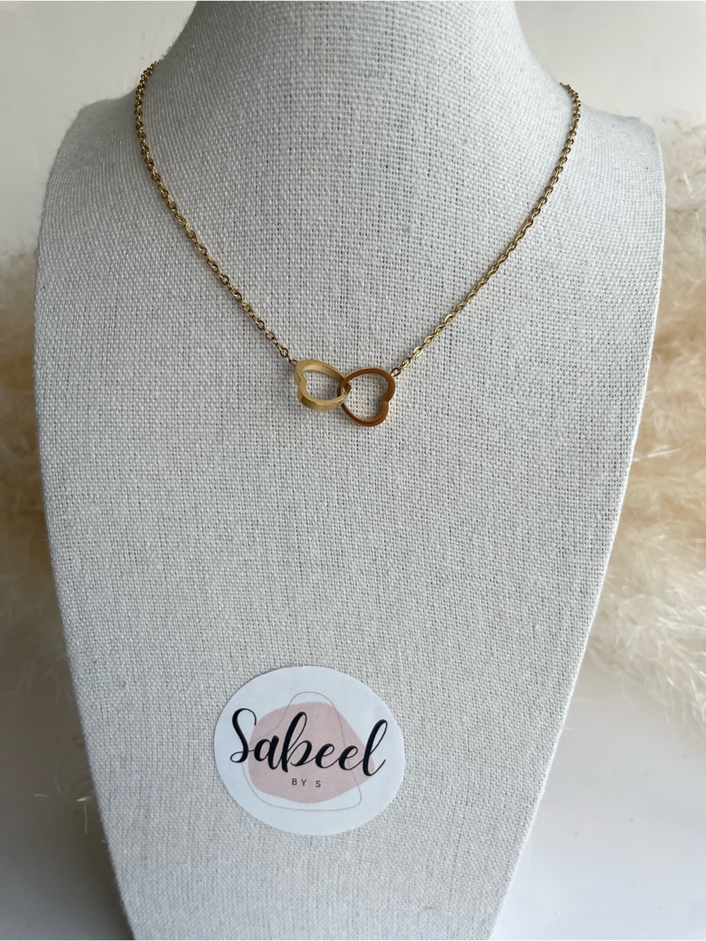 Collier Double Cœur Entrelacé Doré Acier Inoxydable | Gold Heart Necklace